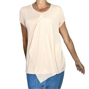 InWear Copenhagen blush pink Yarrow short sleeve chiffon detail tunic t shirt L